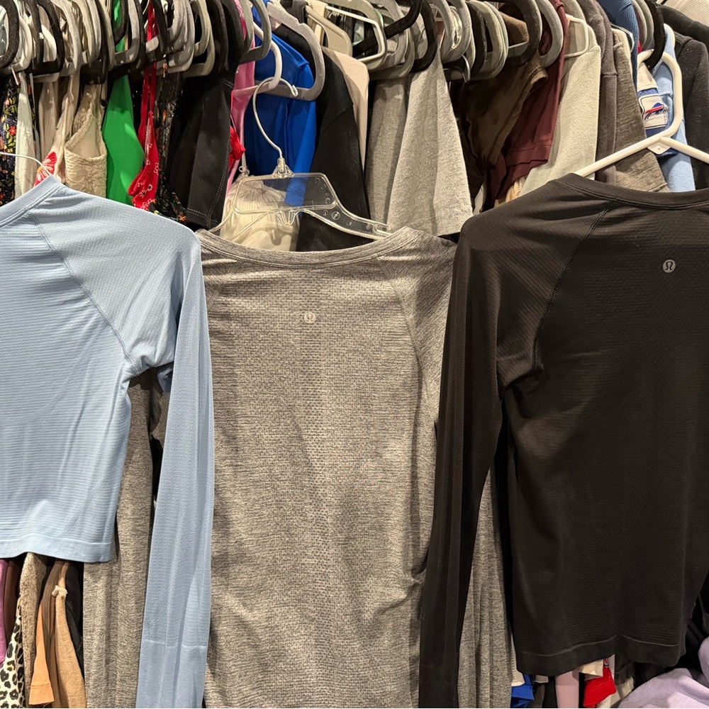 lululemon athletica Long Sleeve Tops - Blue, Gray, Black